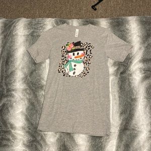Bella Canvas leopard snowman t-shirt